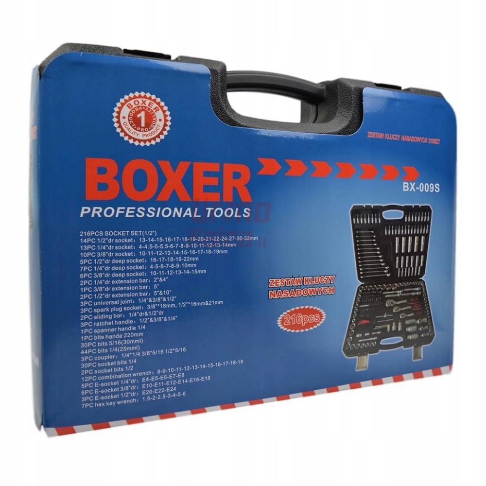 Įrankių galvučių rinkinys Boxer 216 dalių
